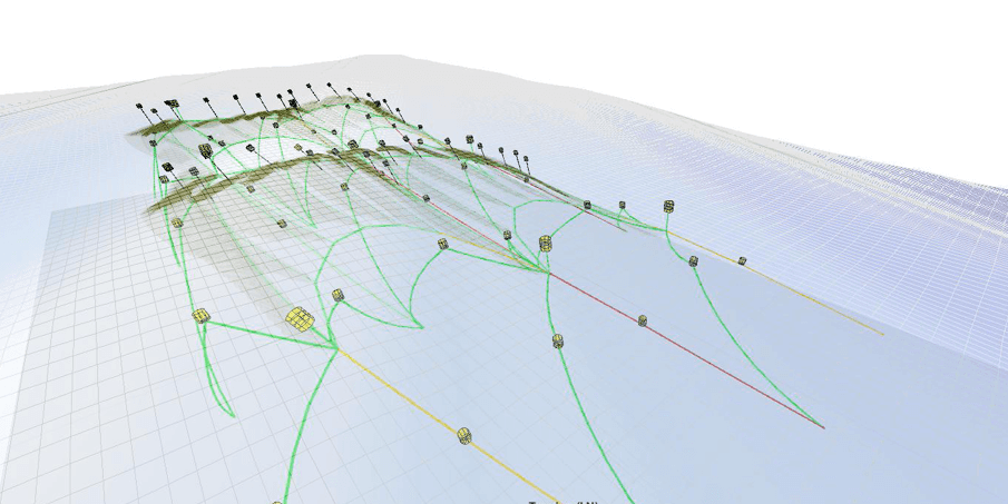 An simulation of the farm's digital twin under loading.